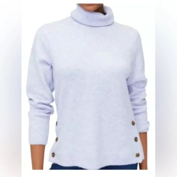 J. Crew Factory Button Turtleneck in Extra-soft Yarn in Hyacinth Heather Size L - Picture 1 of 13
